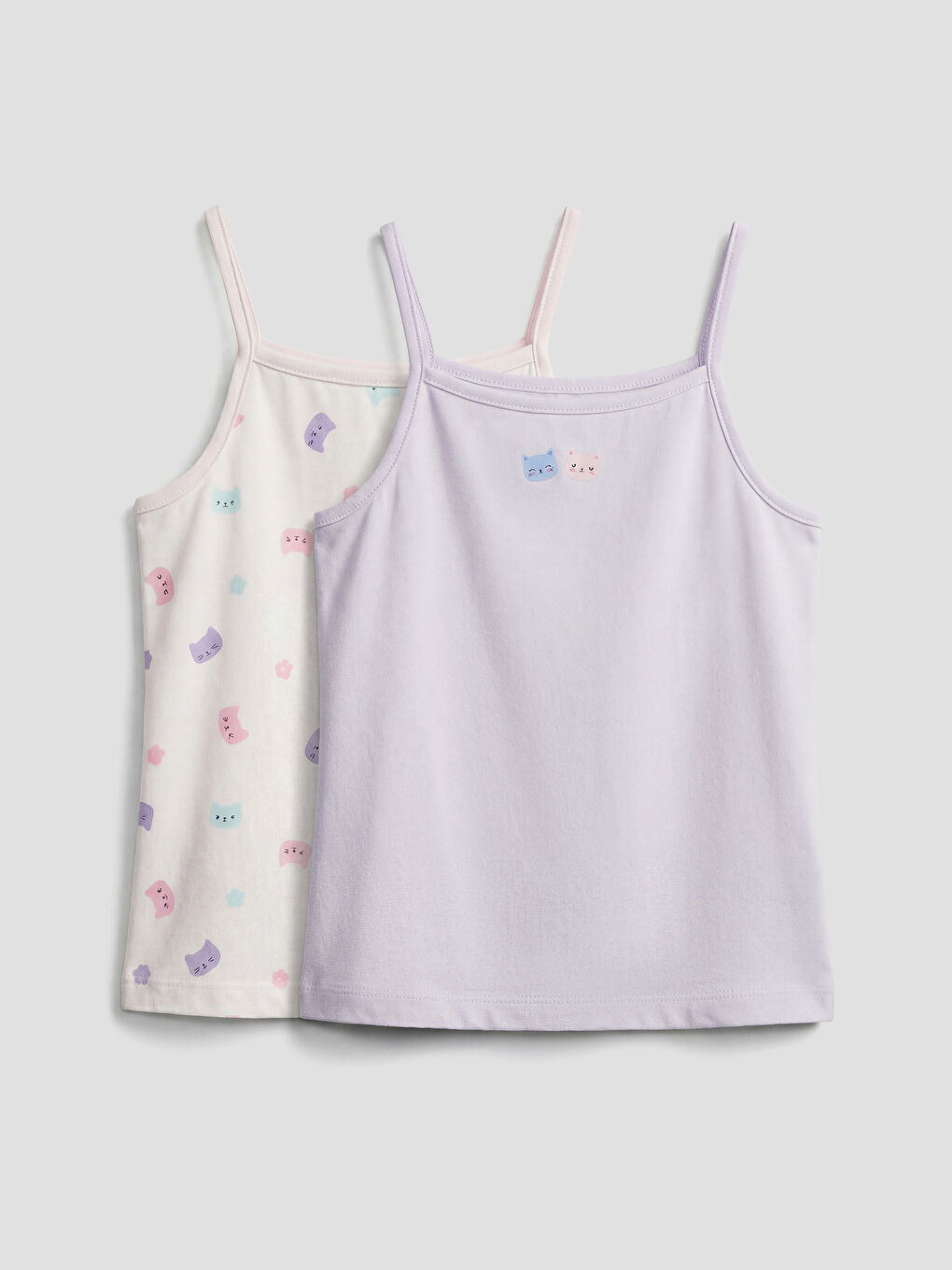 Pembe Baskılı İp Askılı Kız Çocuk Atlet 2'li