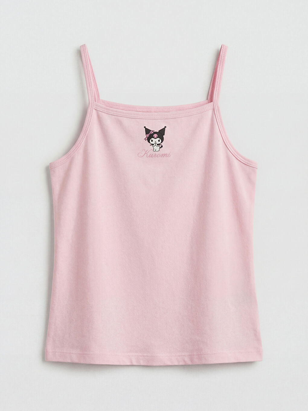 Ekru İp Askılı Kuromi Baskılı Kız Çocuk Atlet