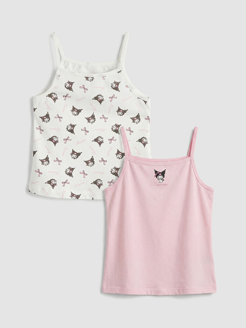 Pembe Kuromi Baskılı İp Askılı Kız Çocuk Atlet 2'li