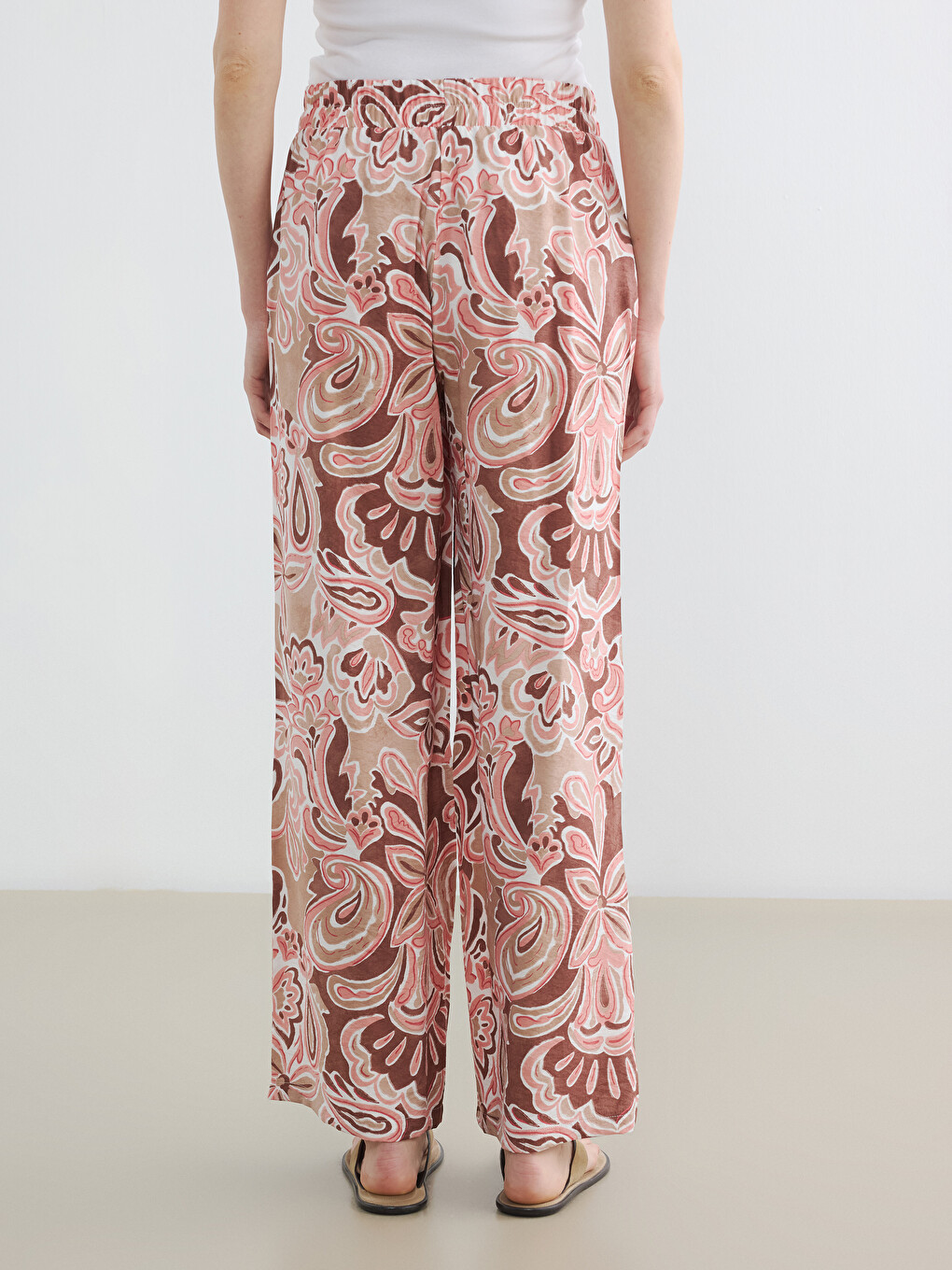 Elastic Waist Patterned Women's Trousers-3