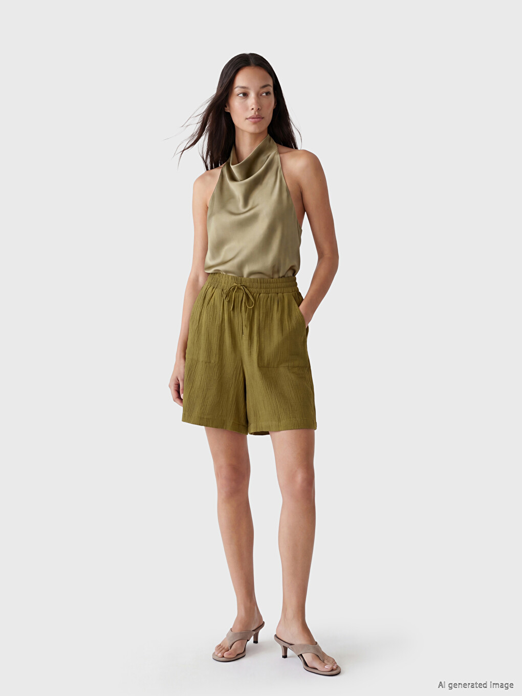Elastic Waist Textured Women's Shorts