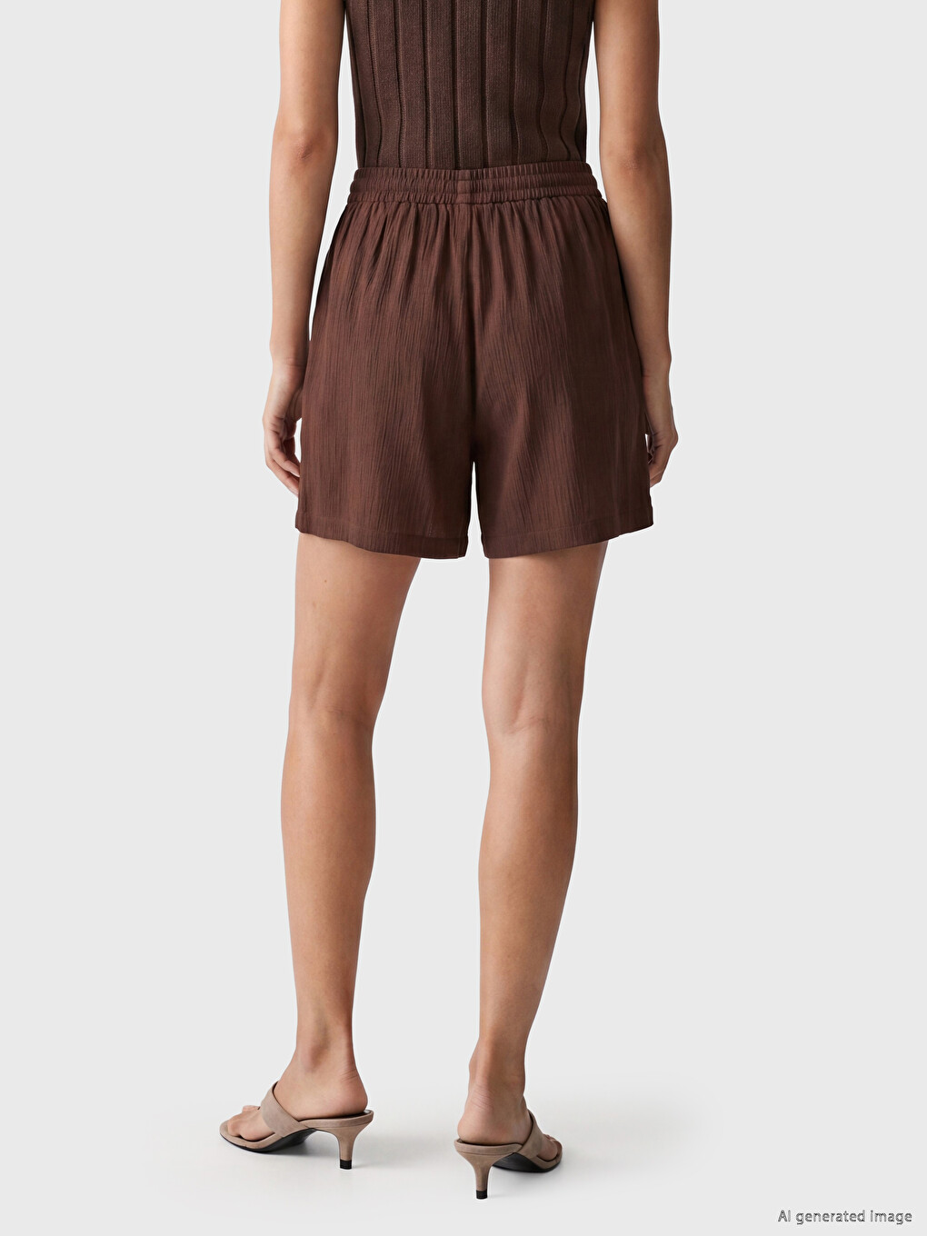 Elastic Waist Textured Women's Shorts-2