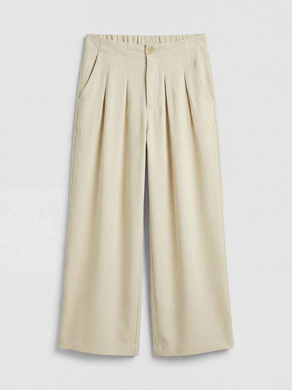 Bej Wideleg Pileli Kız Çocuk Gabardin Pantolon