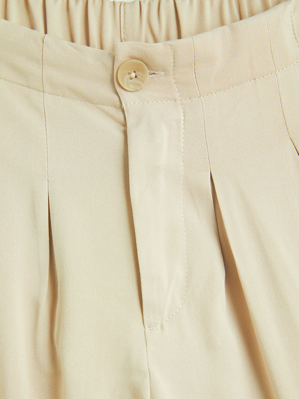 Bej Wideleg Pileli Kız Çocuk Gabardin Pantolon-2