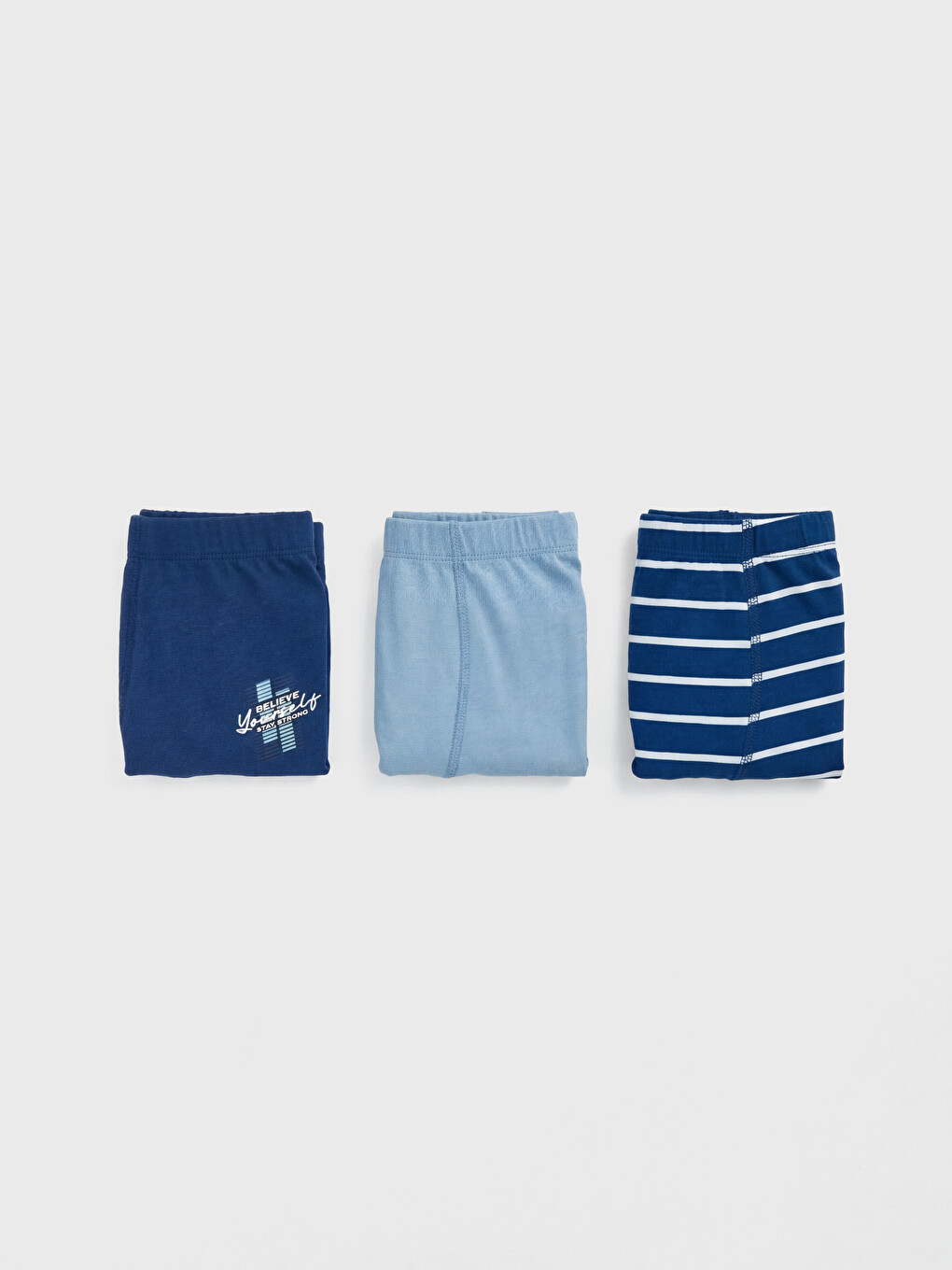 Mavi Beli Lastikli Erkek Çocuk 3'lü Boxer