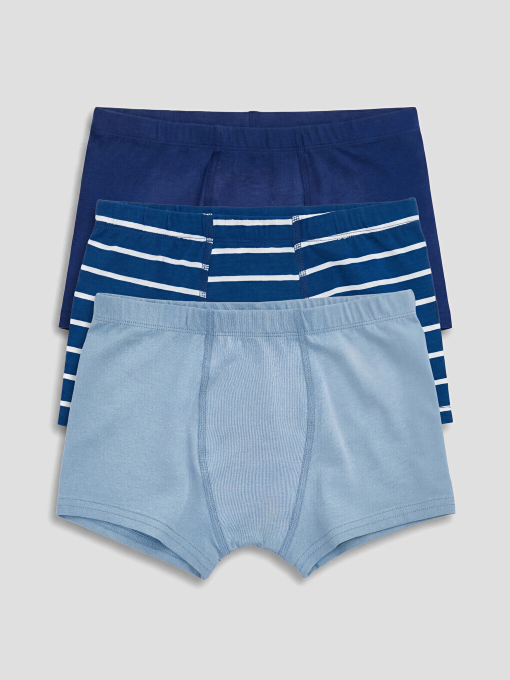 Mavi Beli Lastikli Erkek Çocuk 3'lü Boxer-5