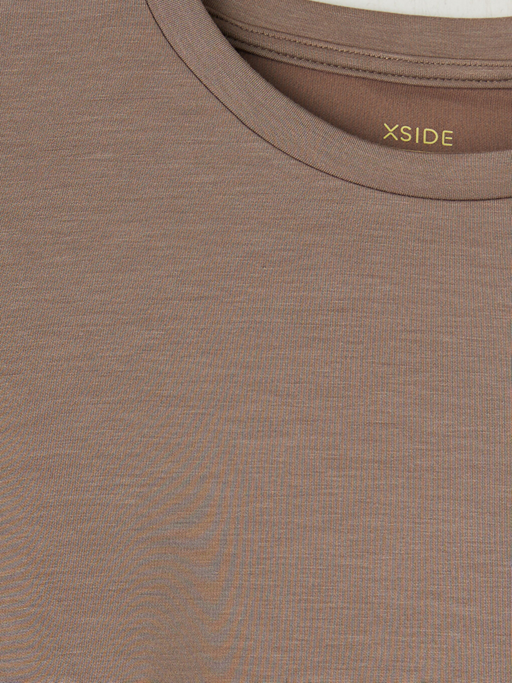 Kahverengi Bisiklet Yaka Soft Touch Kadın Tişört-6