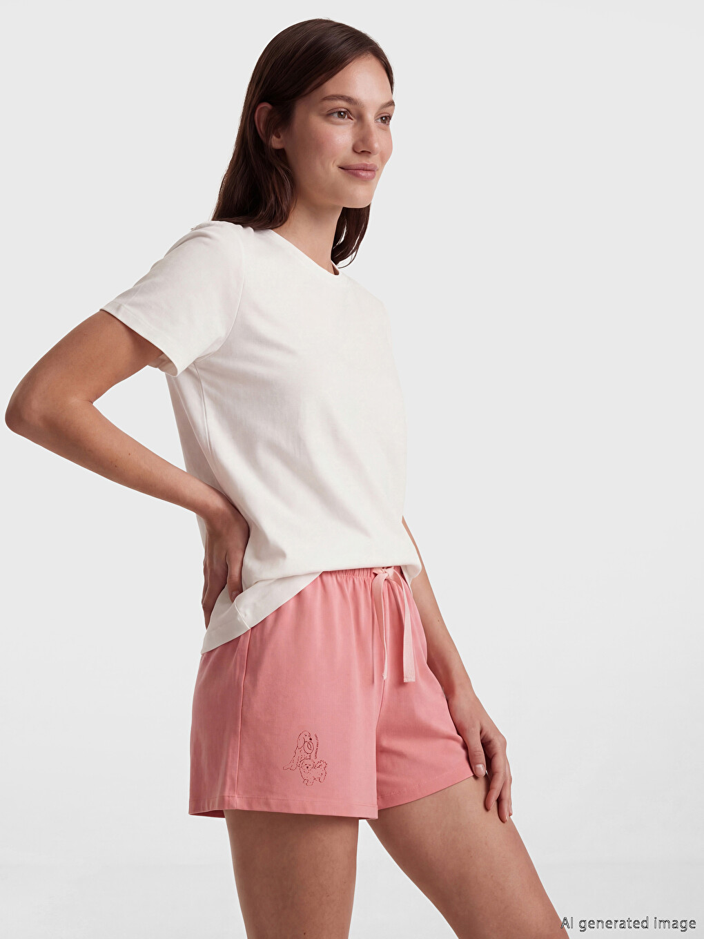 Ekru Baskılı Kadın Pijama Altı 2'li-2