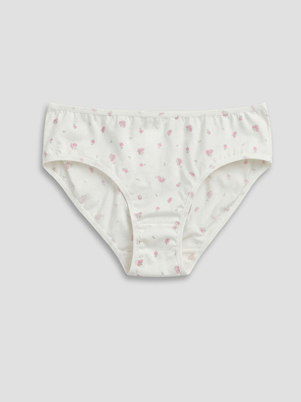 Ekru Çiçek Desenli Kız Çocuk Külot