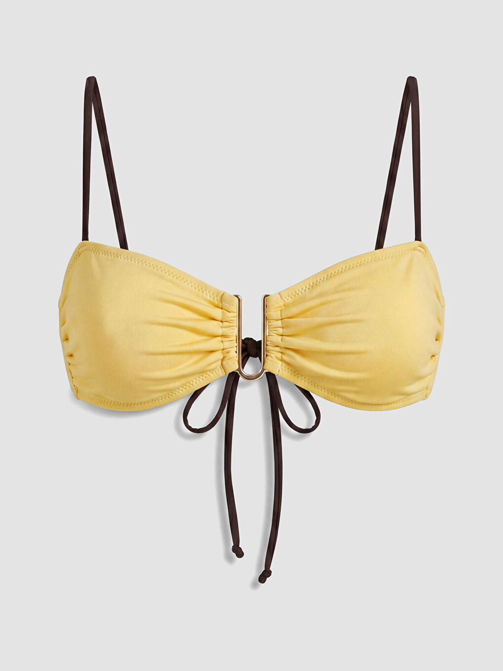 Sarı Ip Askılı Desenli Kadın Bikini Üst