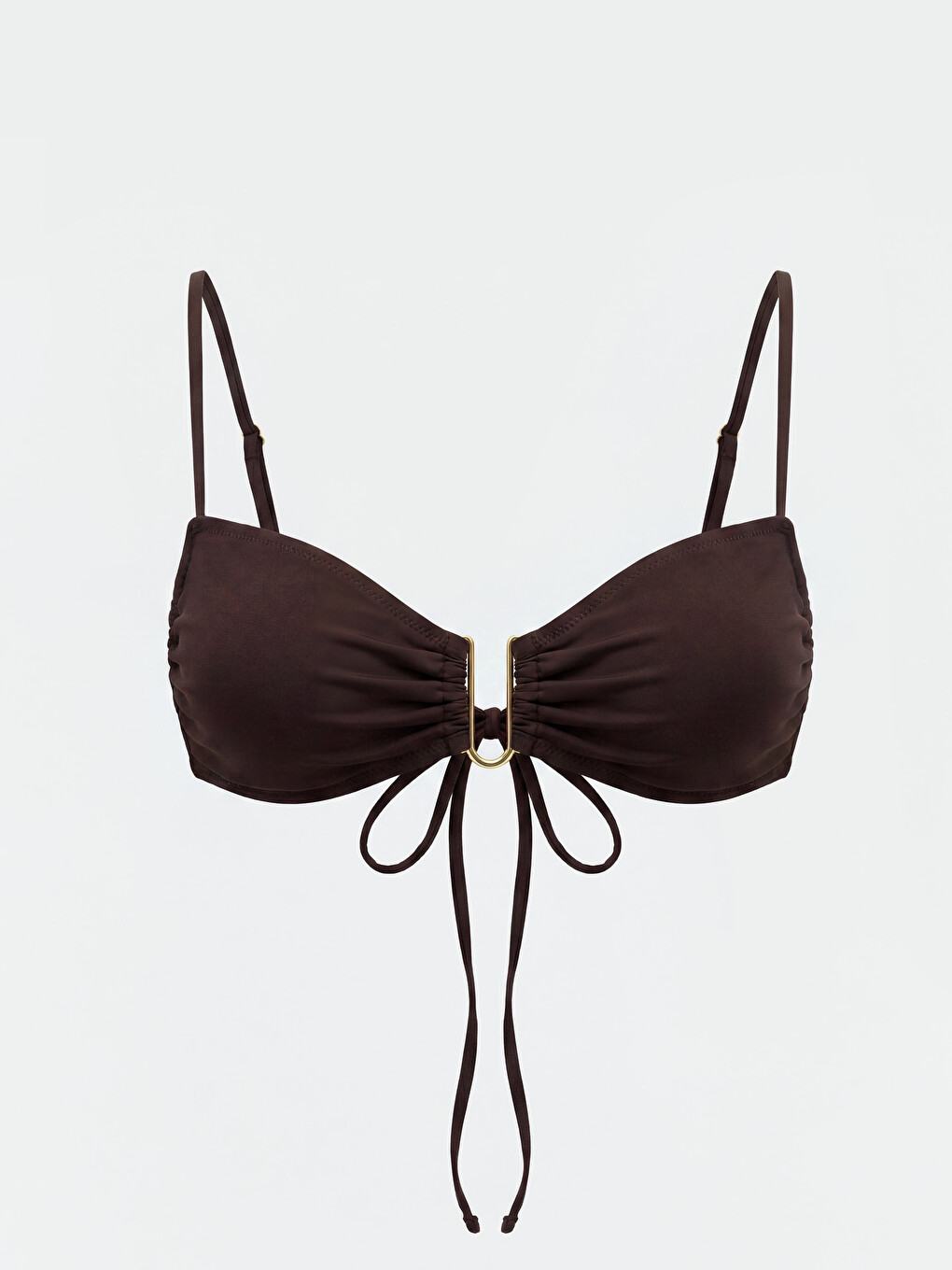 Kahverengi Ip Askılı Desenli Kadın Bikini Üst