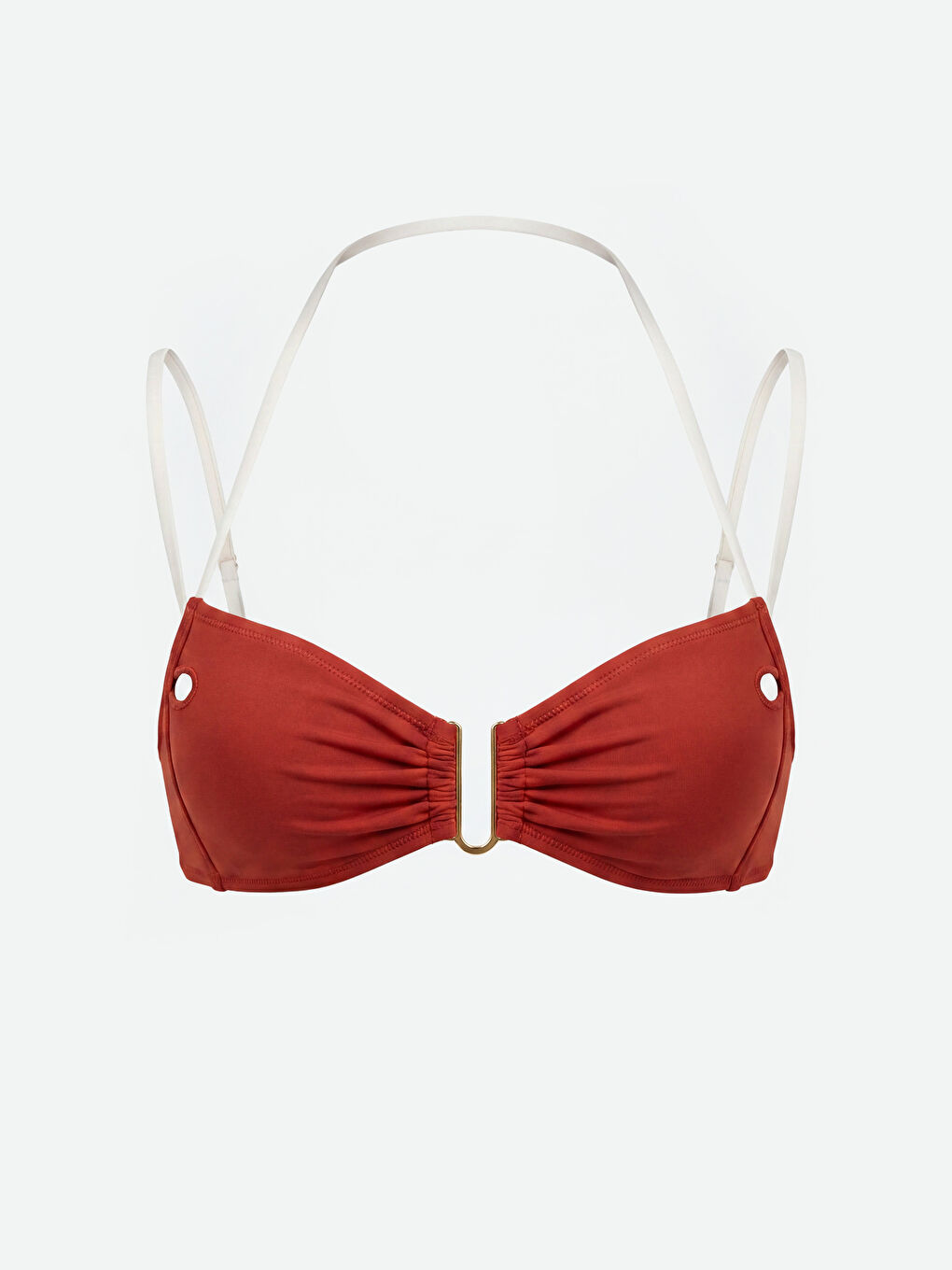 Kahverengi Ip Askılı Desenli Kadın Bikini Üst-1