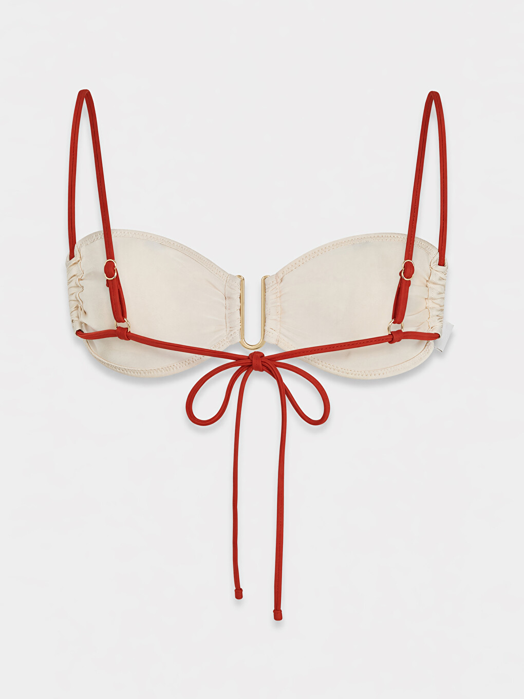 Bej Ip Askılı Desenli Kadın Bikini Üst-1
