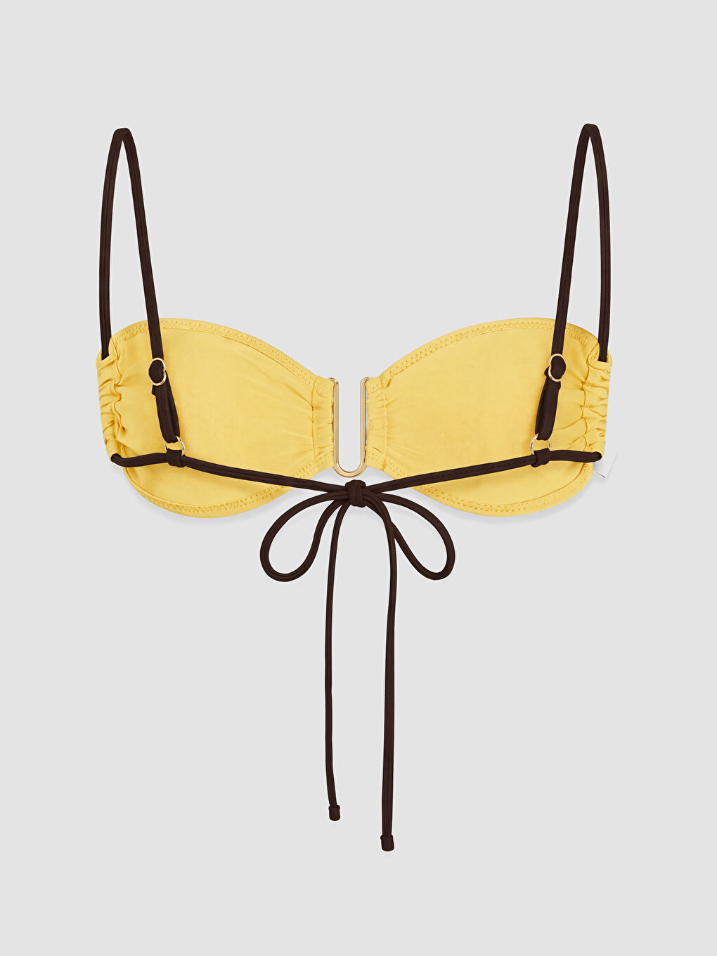 Sarı Ip Askılı Desenli Kadın Bikini Üst-1