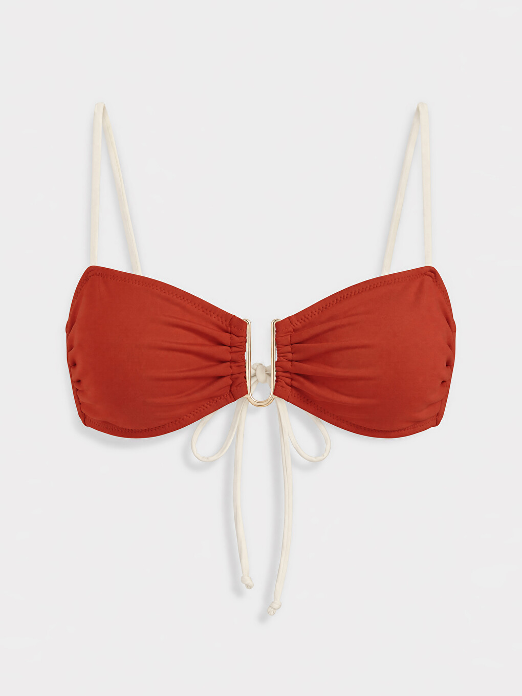 Kahverengi Ip Askılı Desenli Kadın Bikini Üst-1