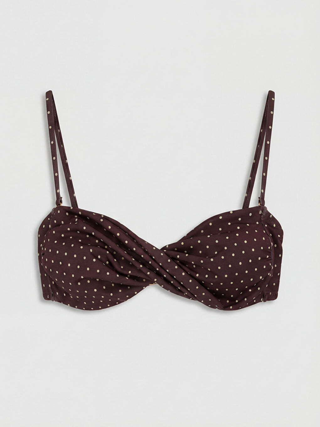 Bej Puantiyeli Kadın Bikini Üstü