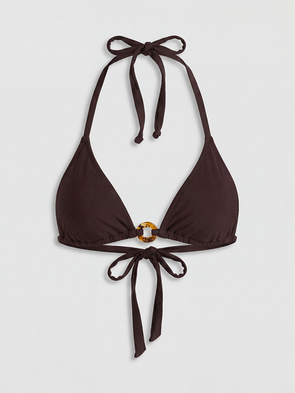 Kahverengi Boyundan Bağlamalı Kadın Bikini Üstü