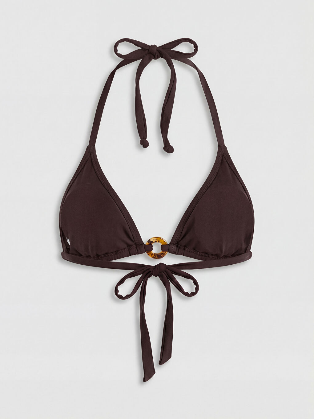 Kahverengi Boyundan Bağlamalı Kadın Bikini Üstü-1