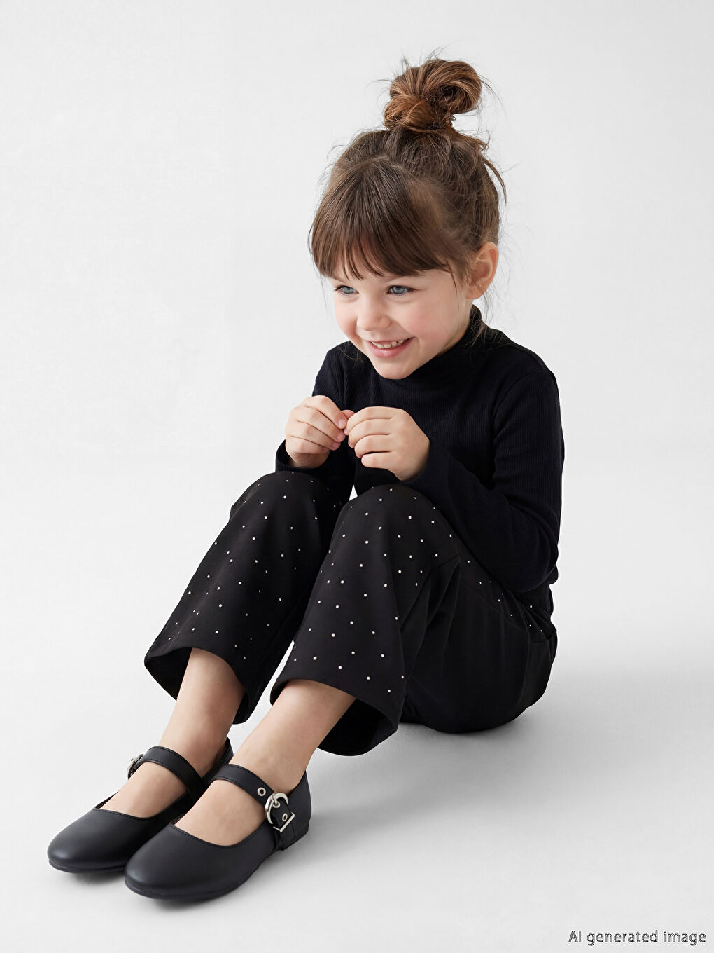 Beli Lastikli Taşlı Kız Çocuk Pantolon-1