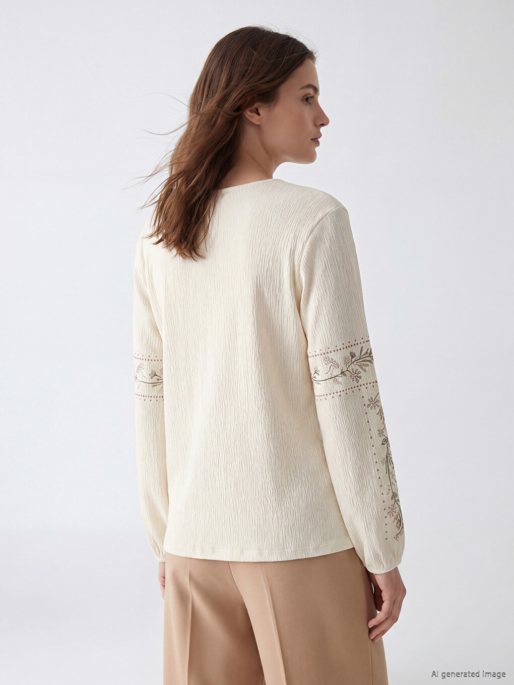 Bluza sa okruglim izrezom sa uzorkom-2
