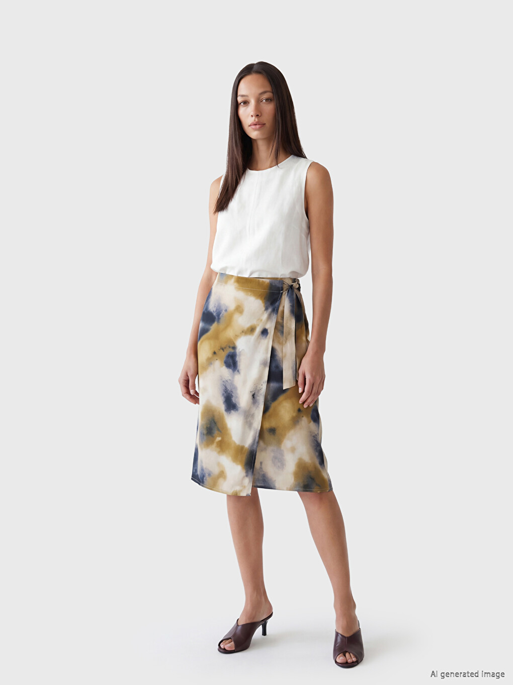 Woman Green Skirt
