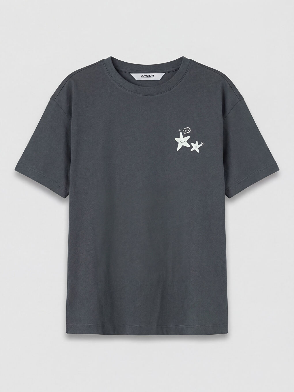 Gri Bisiklet Yaka Desenli Kız Çocuk Pijama Takım-1