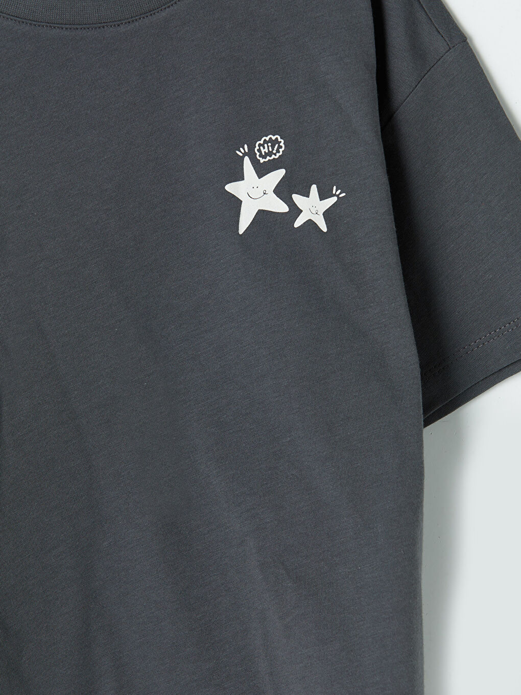 Gri Bisiklet Yaka Desenli Kız Çocuk Pijama Takım-5