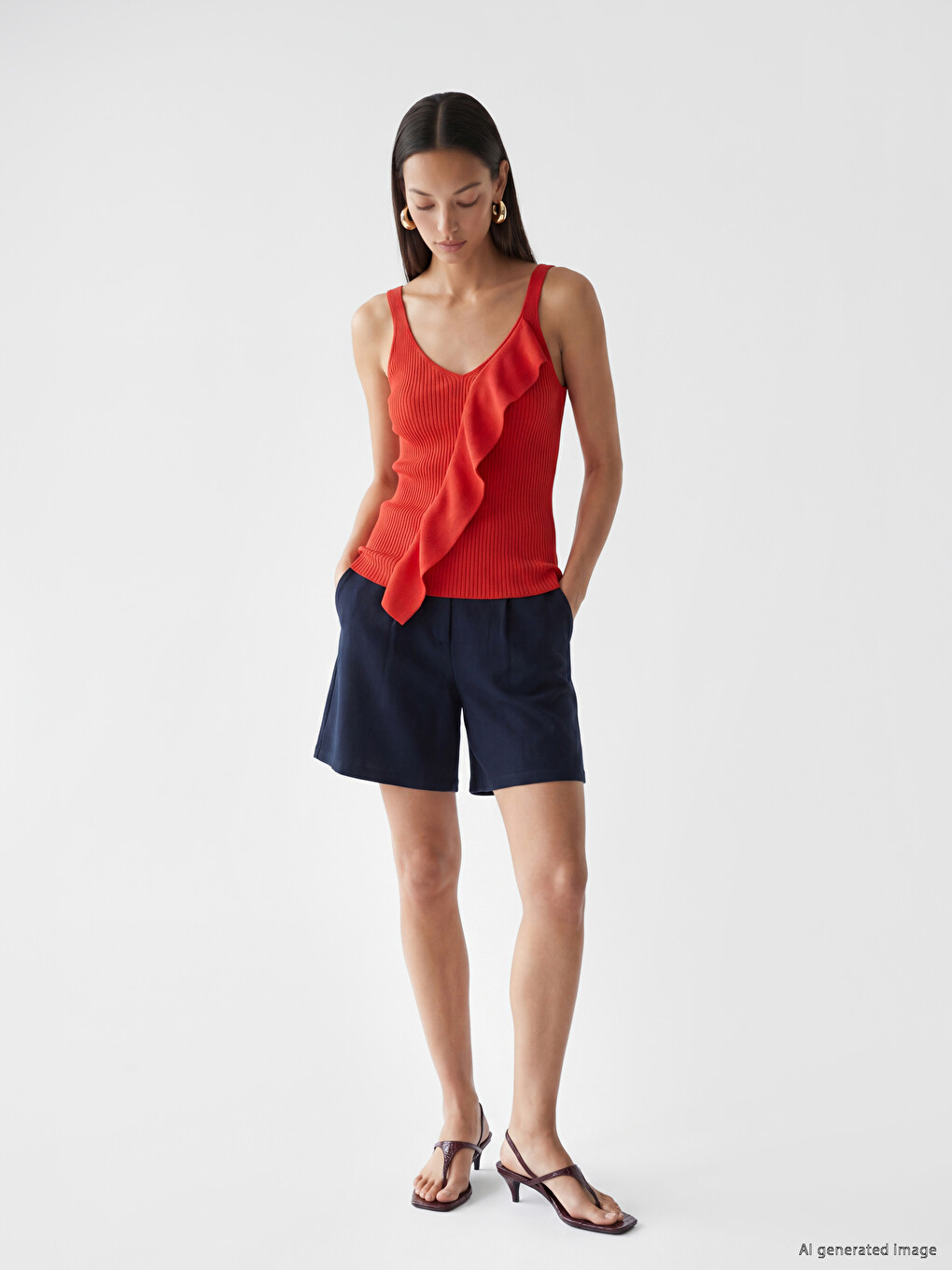 Elastic Waist Women's Pleated Shorts