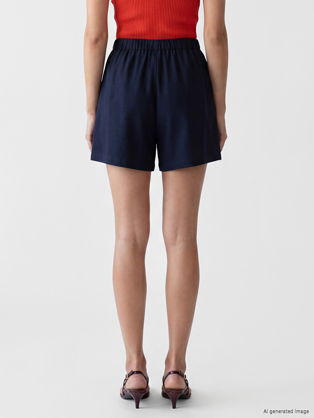 Elastic Waist Women's Pleated Shorts-2