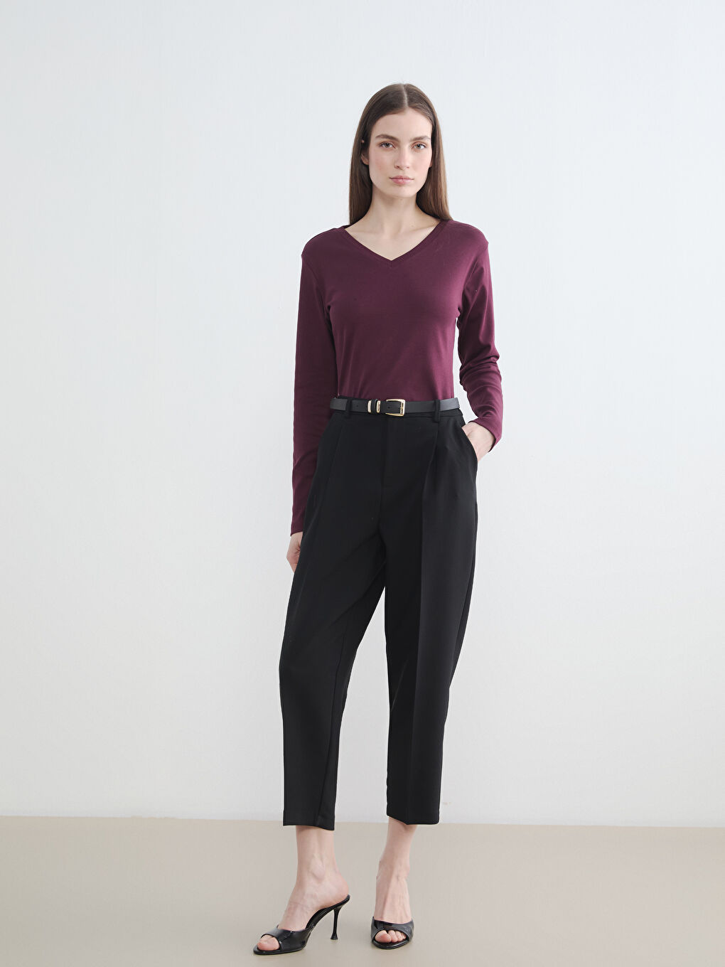 Mürdüm V Yaka Kadın Body-2