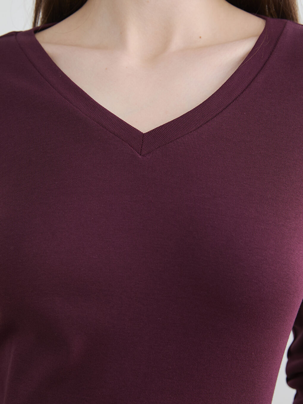 Mürdüm V Yaka Kadın Body-3