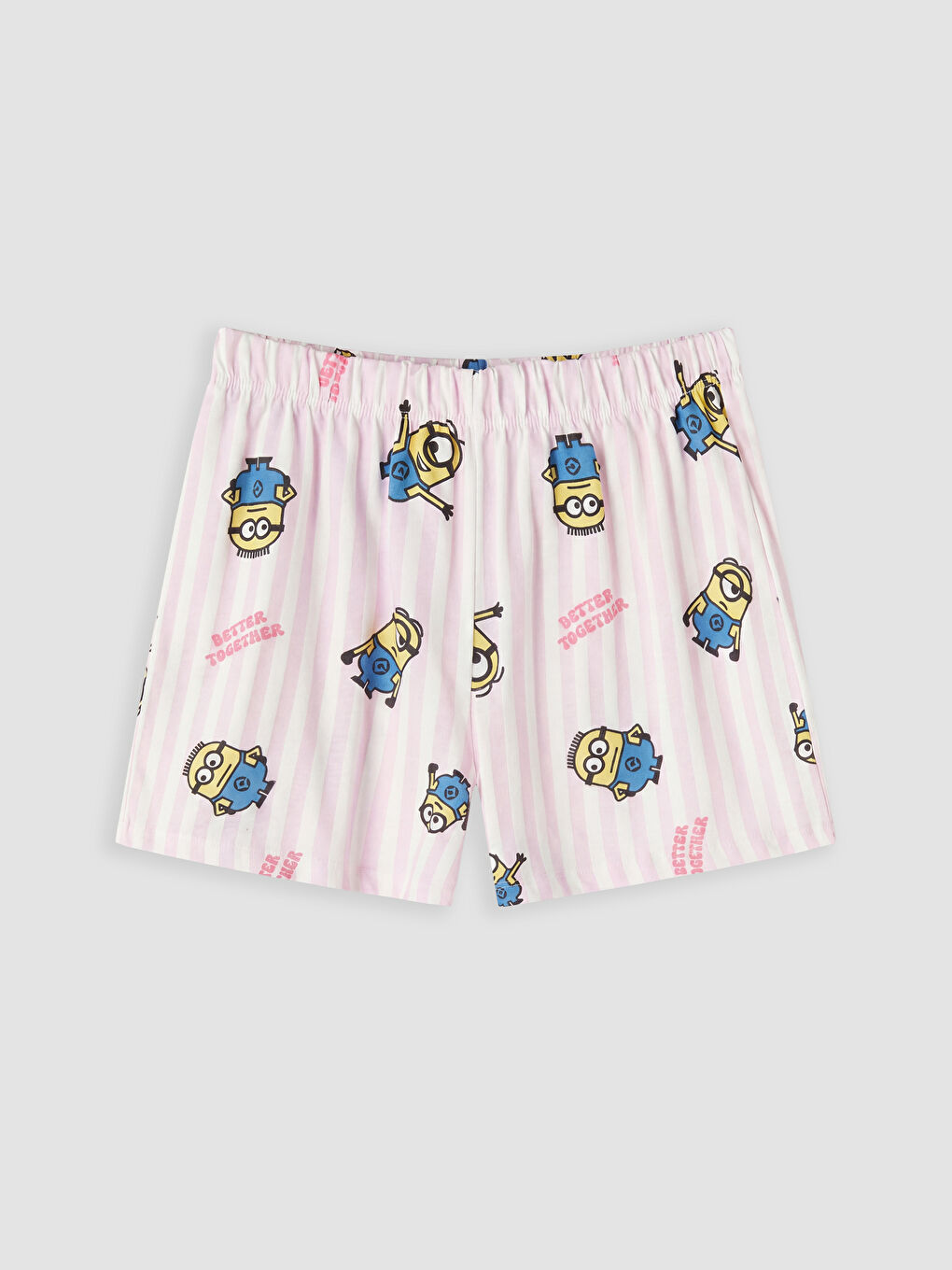 Ekru Minions Baskılı Kız Çocuk Şortlu Pijama Takım-2