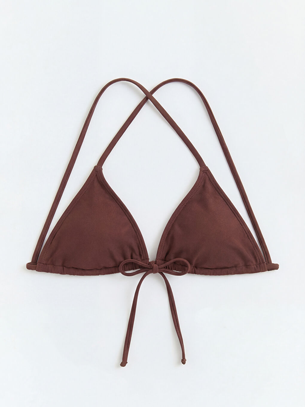 Kahverengi Çıkarılabilir Pedli Taşlı Kadın Bikini Üstü-1