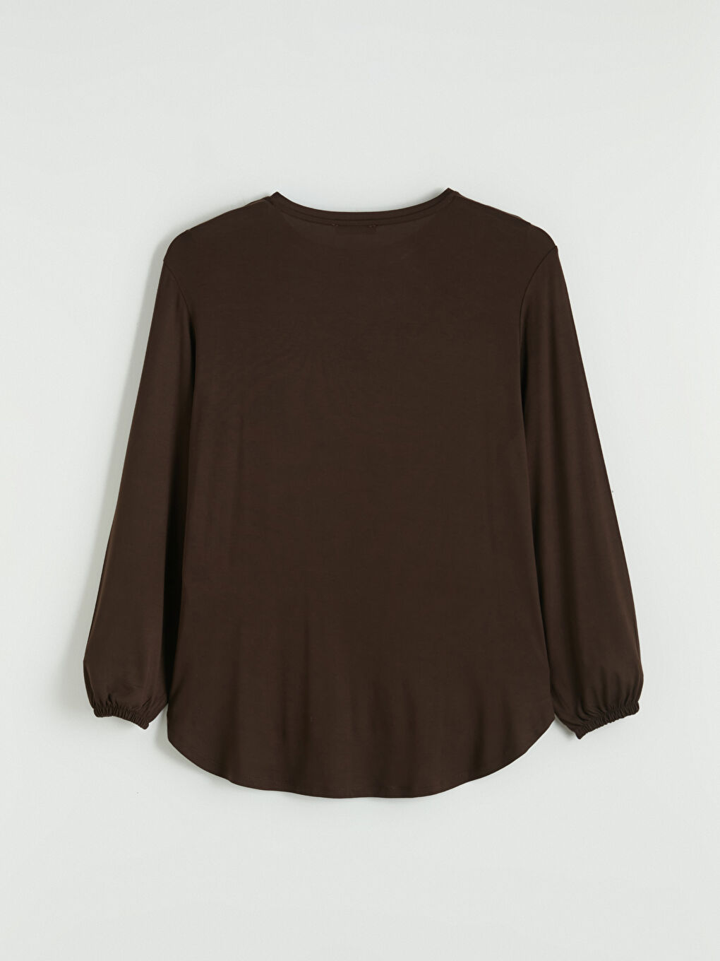 Kahverengi Bisiklet Yaka Balon Kollu Oversize Bluz-6