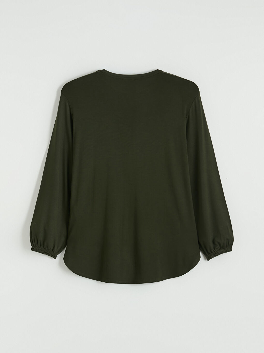 Yeşil Bisiklet Yaka Balon Kollu Oversize Bluz-2