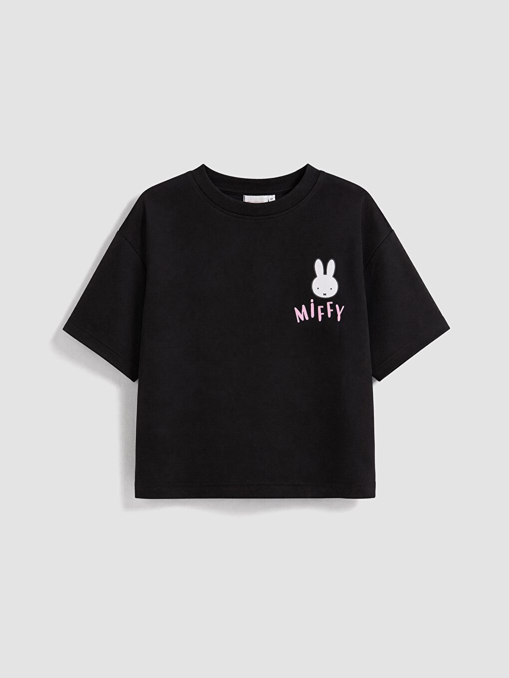 Siyah Miffy Baskılı Kız Çocuk Soft Touch Tişört-1