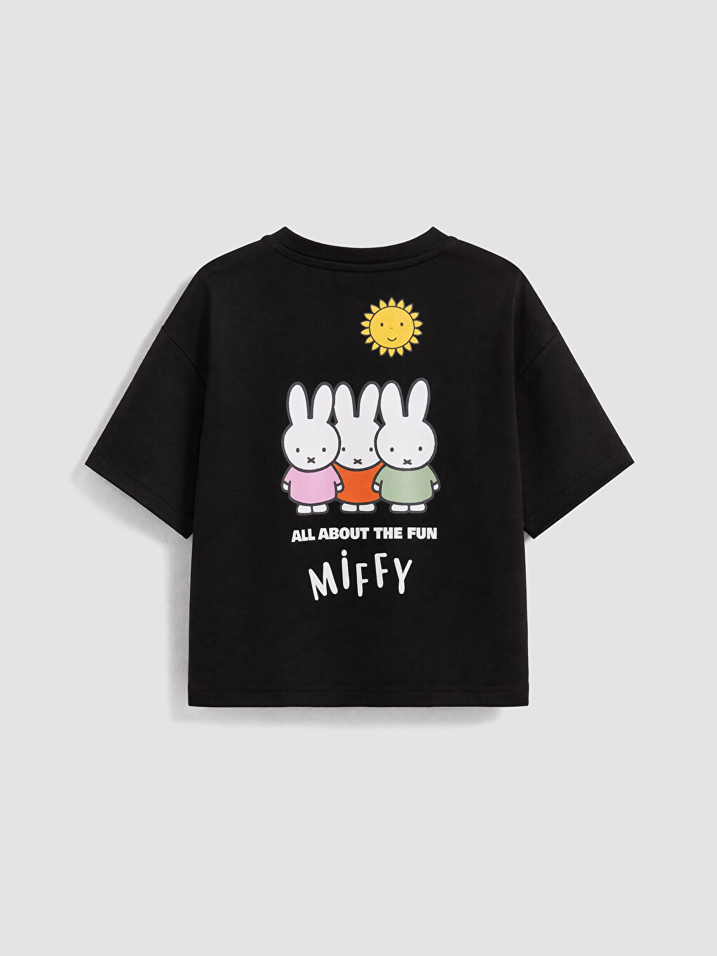 Siyah Miffy Baskılı Kız Çocuk Soft Touch Tişört-3