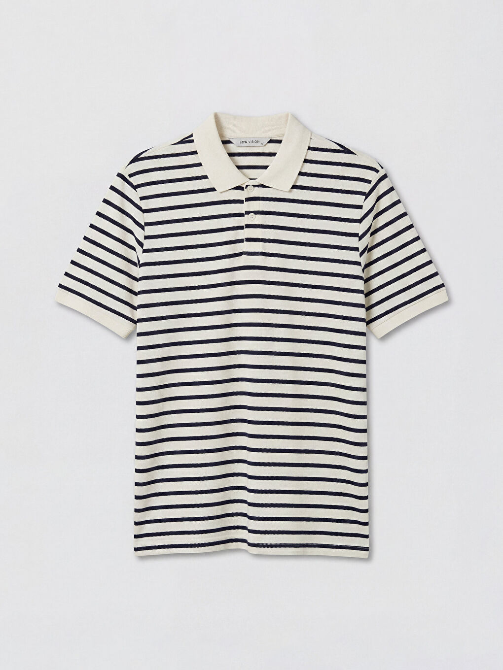 Ekru Polo Yaka Çizgili Erkek Tişört