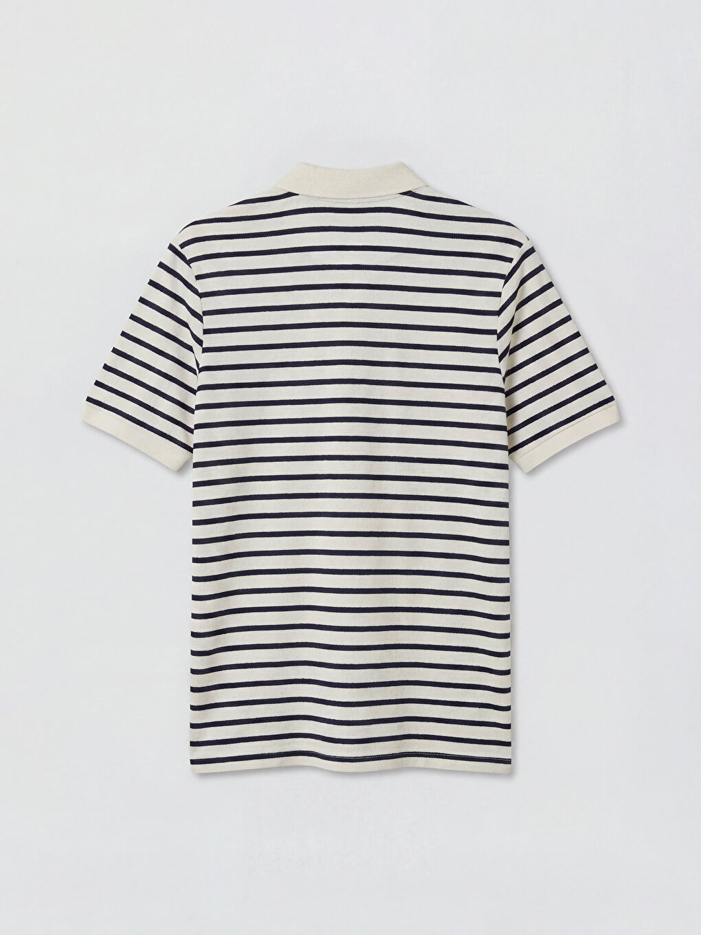 Ekru Polo Yaka Çizgili Erkek Tişört-1