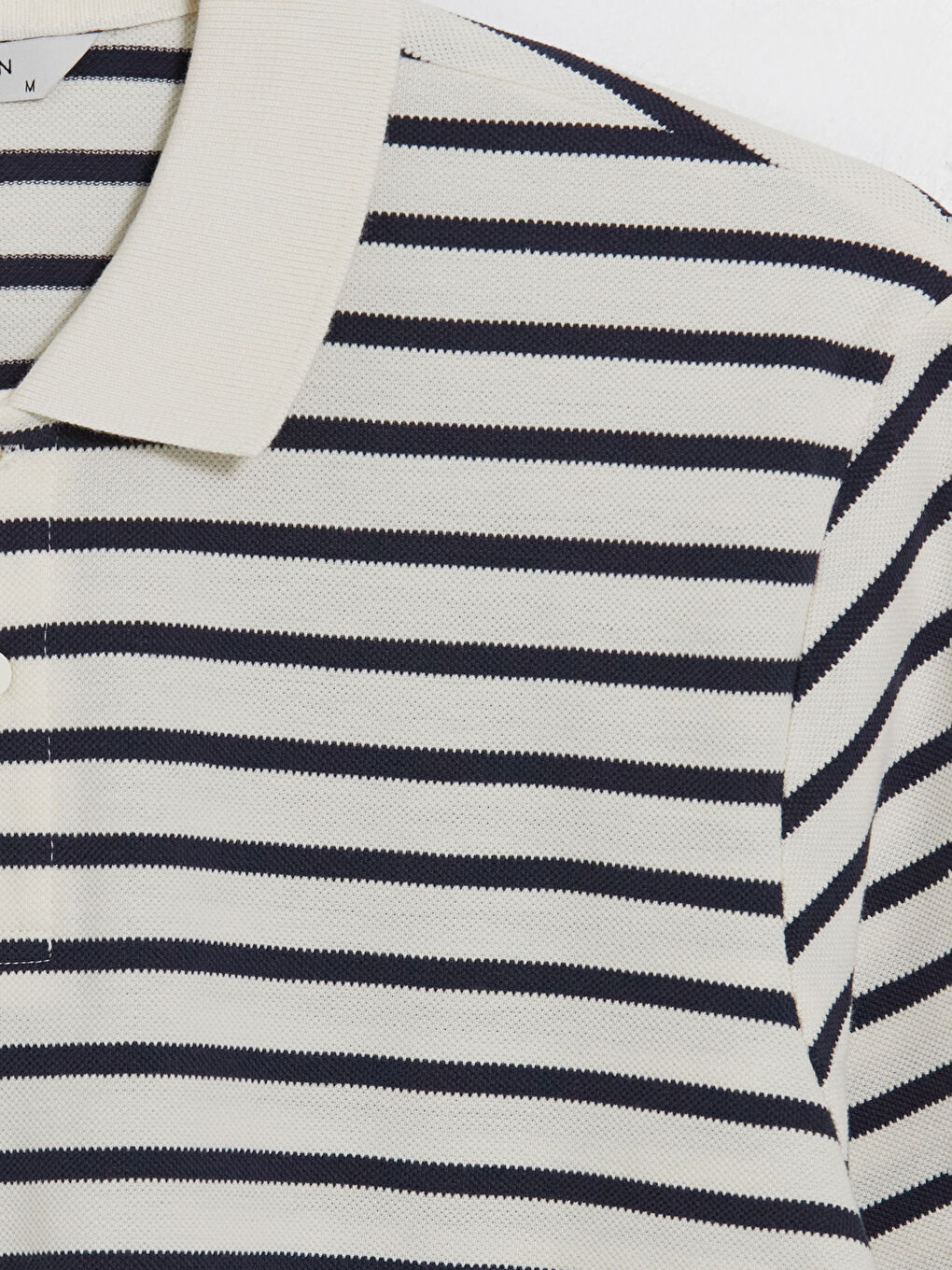 Ekru Polo Yaka Çizgili Erkek Tişört-2