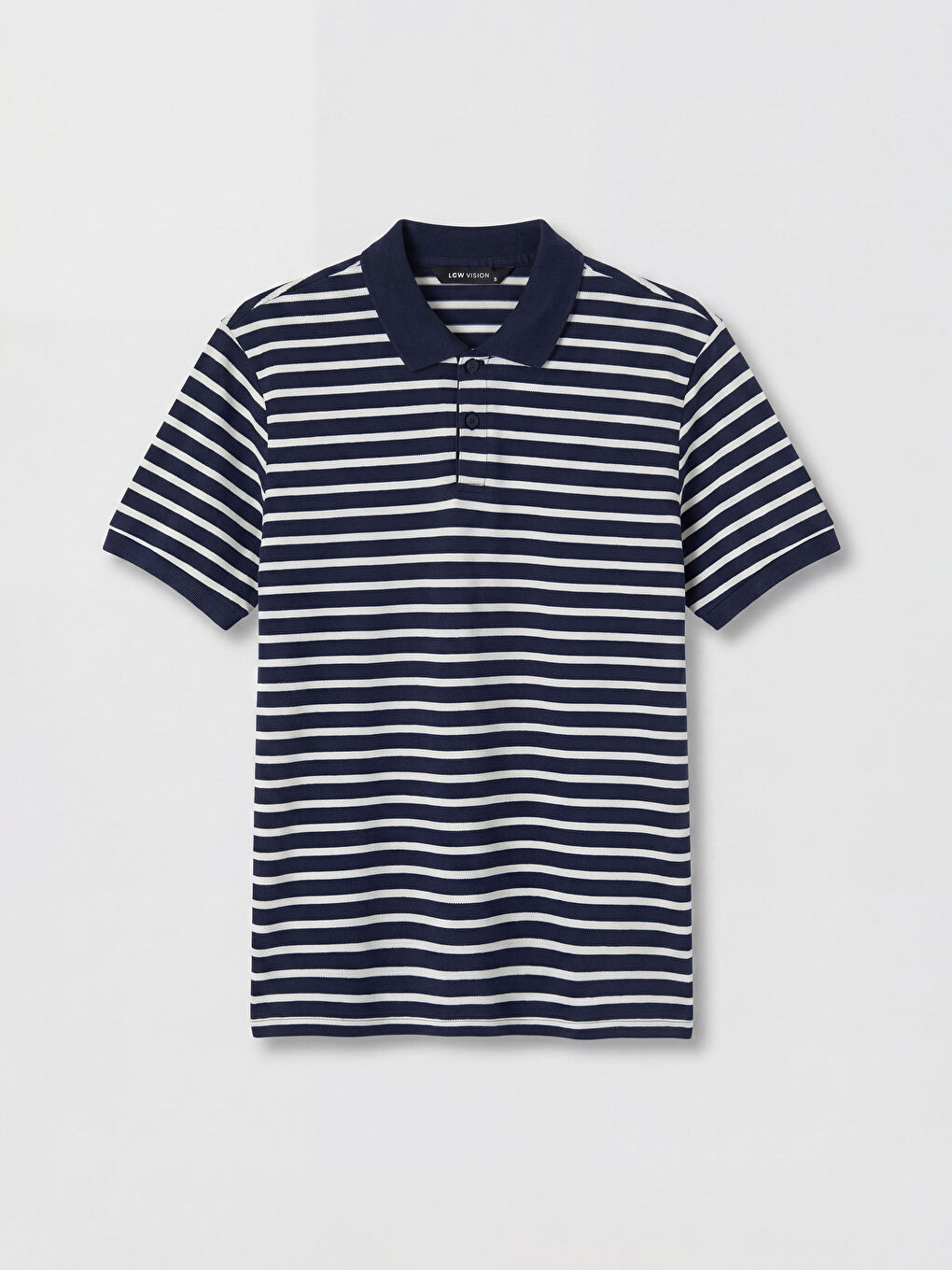 Lacivert Polo Yaka Çizgili Erkek Tişört-4