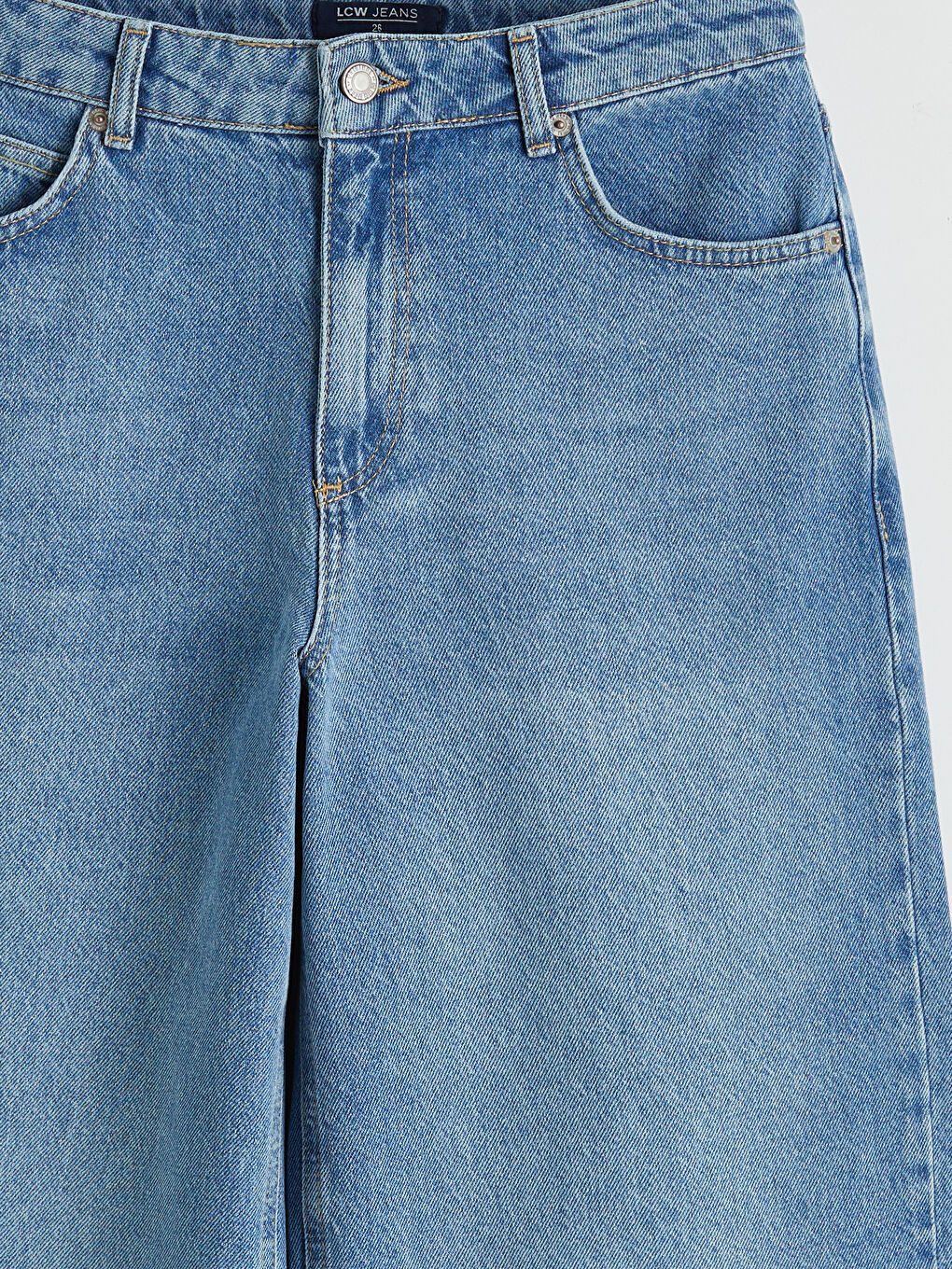 İndigo Yüksek Bel Bermuda Fit Kadın Jean Şortolon-2