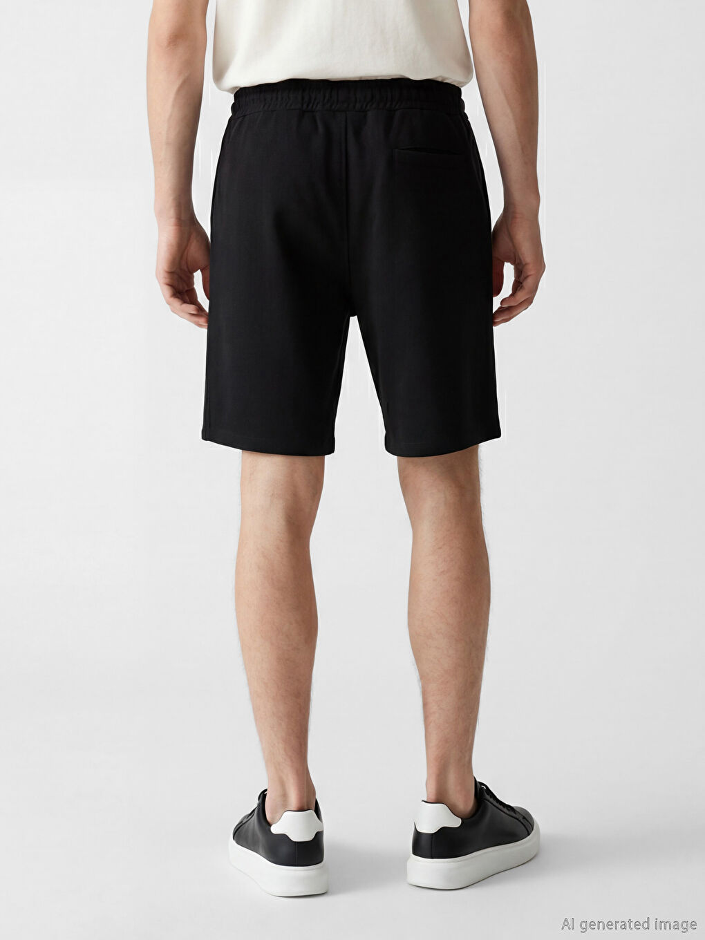 Siyah Rahat Kalıp Erkek Şort-2