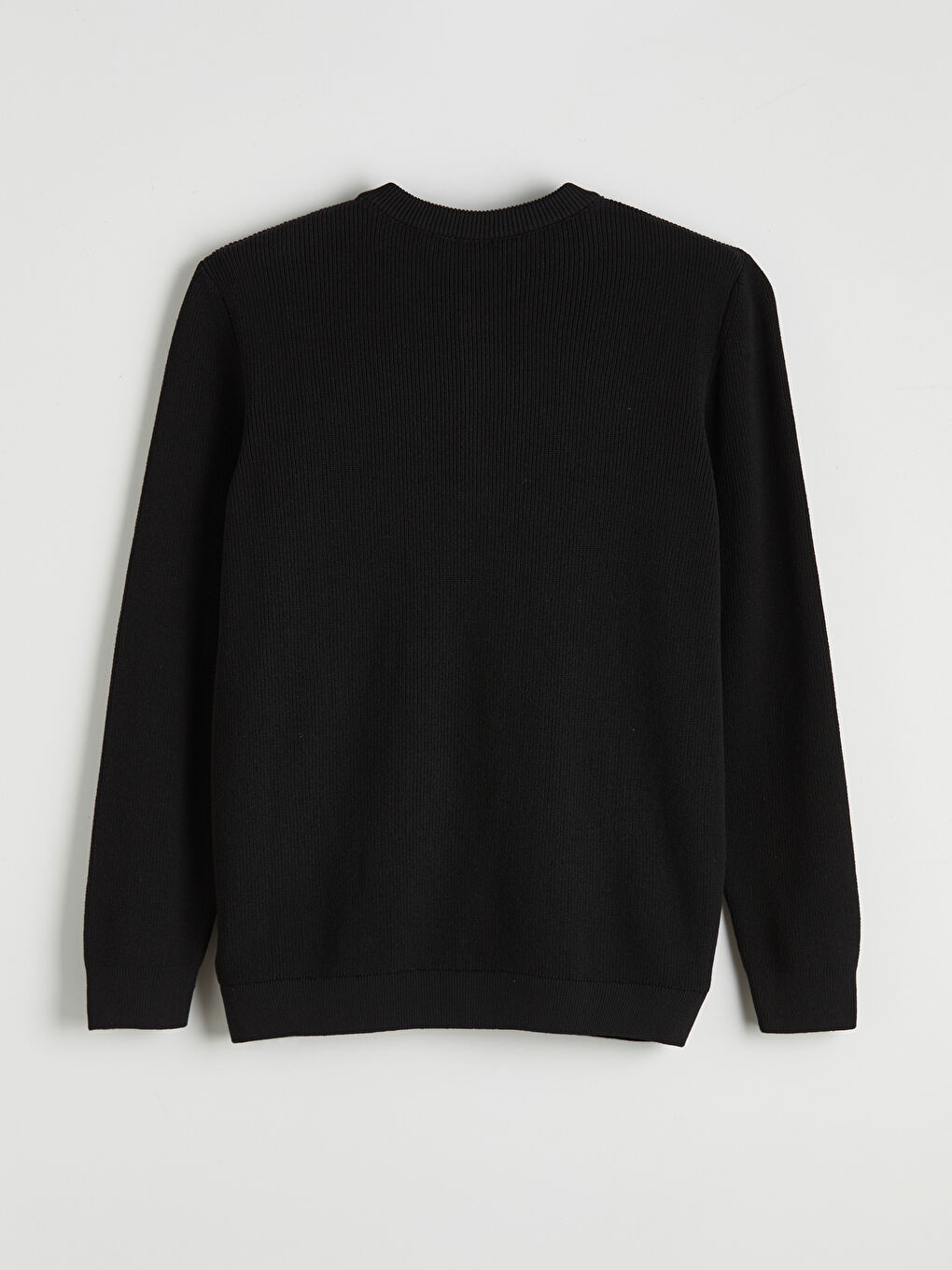 Siyah Bisiklet Yaka Erkek Triko Kazak-1