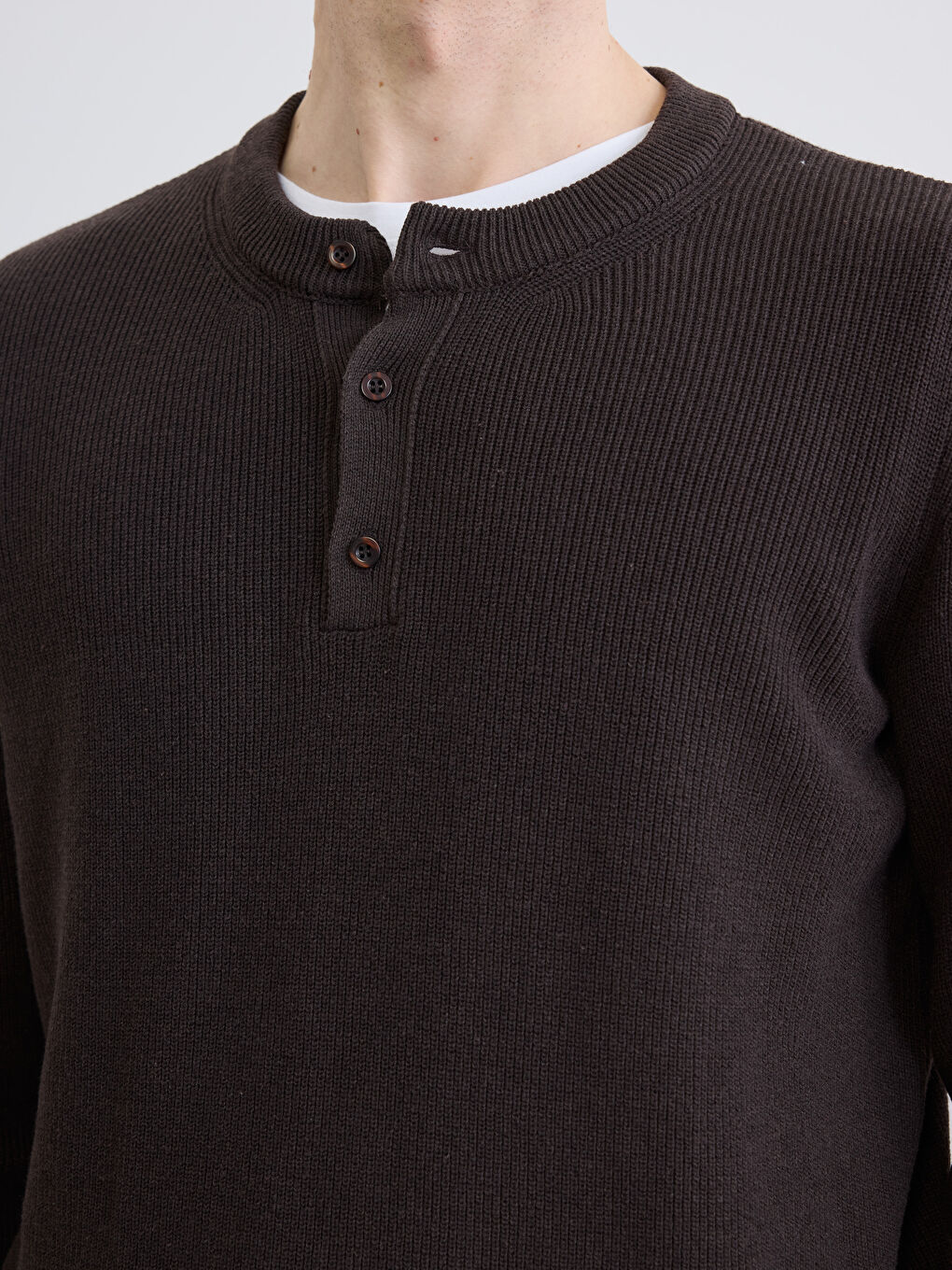 Kahverengi Bisiklet Yaka Erkek Triko Kazak-2