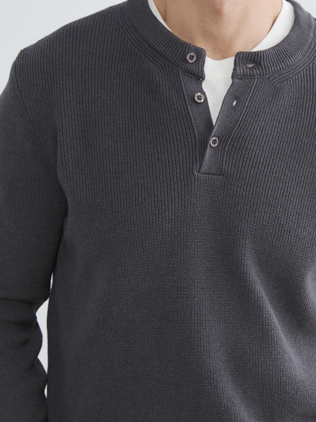 Gri Bisiklet Yaka Erkek Triko Kazak-2