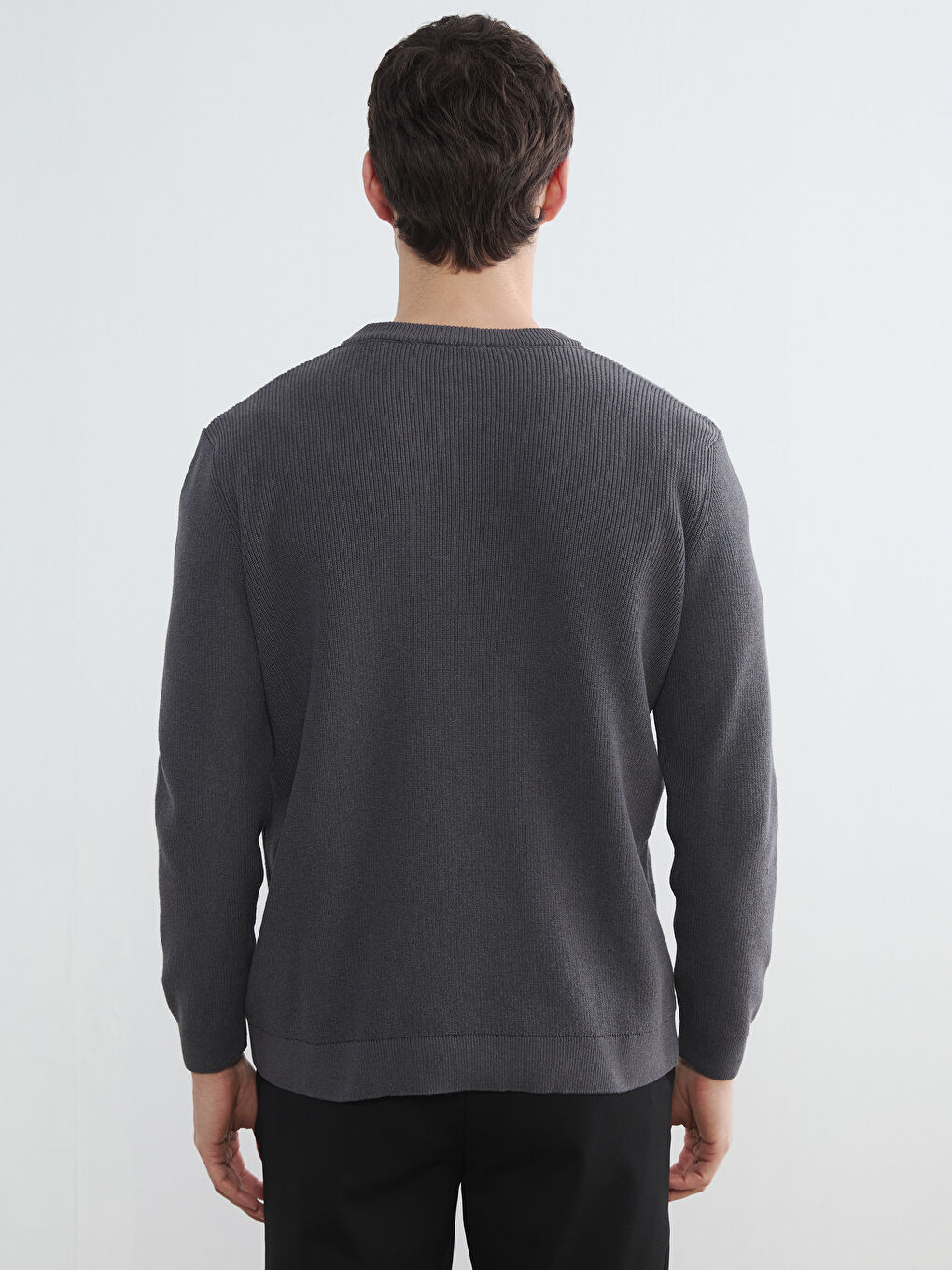 Gri Bisiklet Yaka Erkek Triko Kazak-3