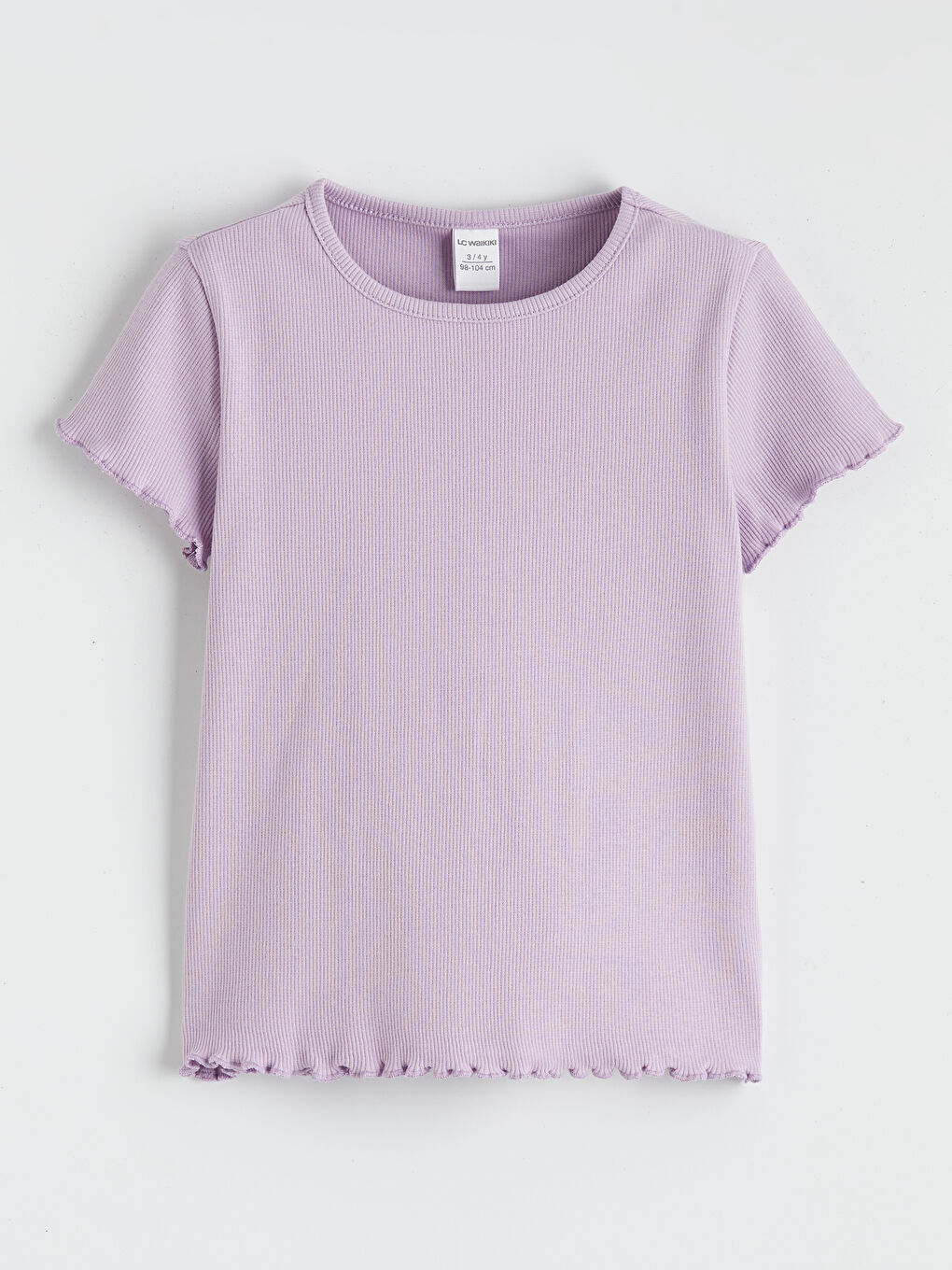 Lila Bisiklet Yaka Kız Çocuk Tişört