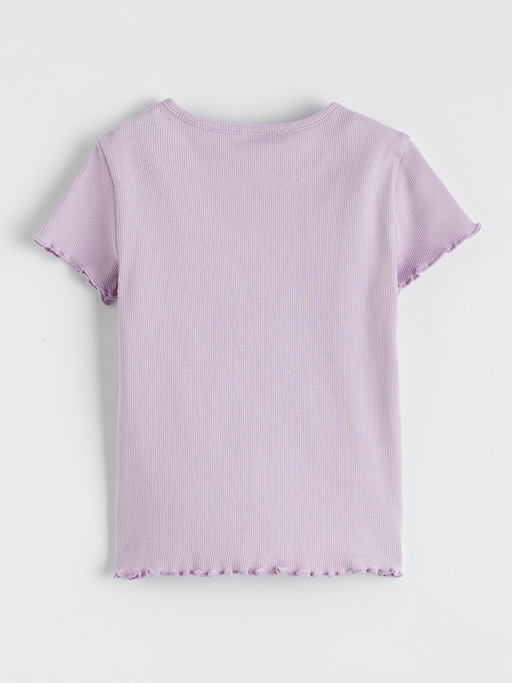 Lila Bisiklet Yaka Kız Çocuk Tişört-1