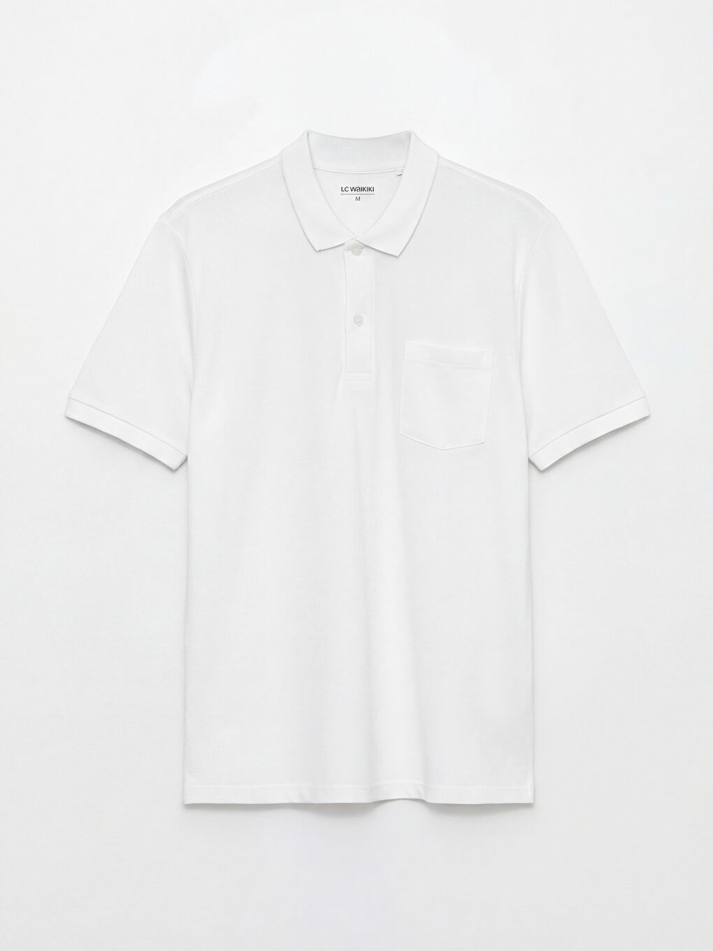 Beyaz Polo Yaka Erkek Tişört-4